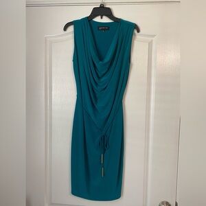 Jones New York Teal Draped Midi Dress